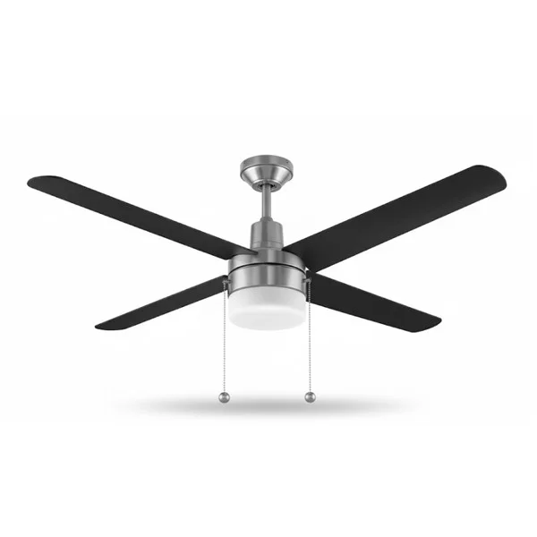 48in 4-BLADE Ceiling Fan And Light 3XA19 9W 30K Pull Ch. Bnd Black Blades