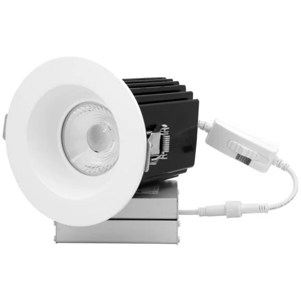 4" Regressed Downlight, 18W, 90CRI, 5 Selectable CCT, Round, White Trim