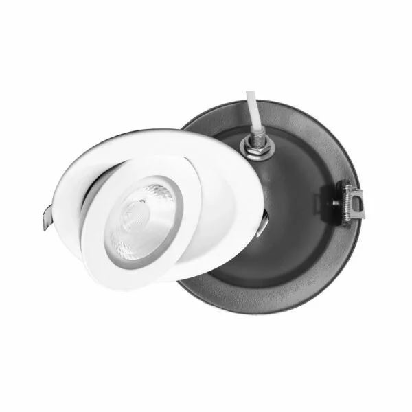4" Round Fire Rated Floating Gimbal Recessed LED, 5CCT, 9W, White