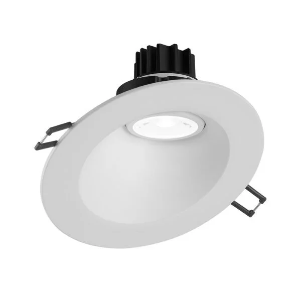 4" Round Sloped Regressed Gimbal LED High Output, 11W, Dim to Warm, White Trim