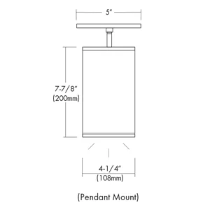 4" Square LED Cable/Cord Pendant Mount Cylinder, 27W, 80/90 CRI, LED DoB, TRIAC/ELV Dimming - view 2