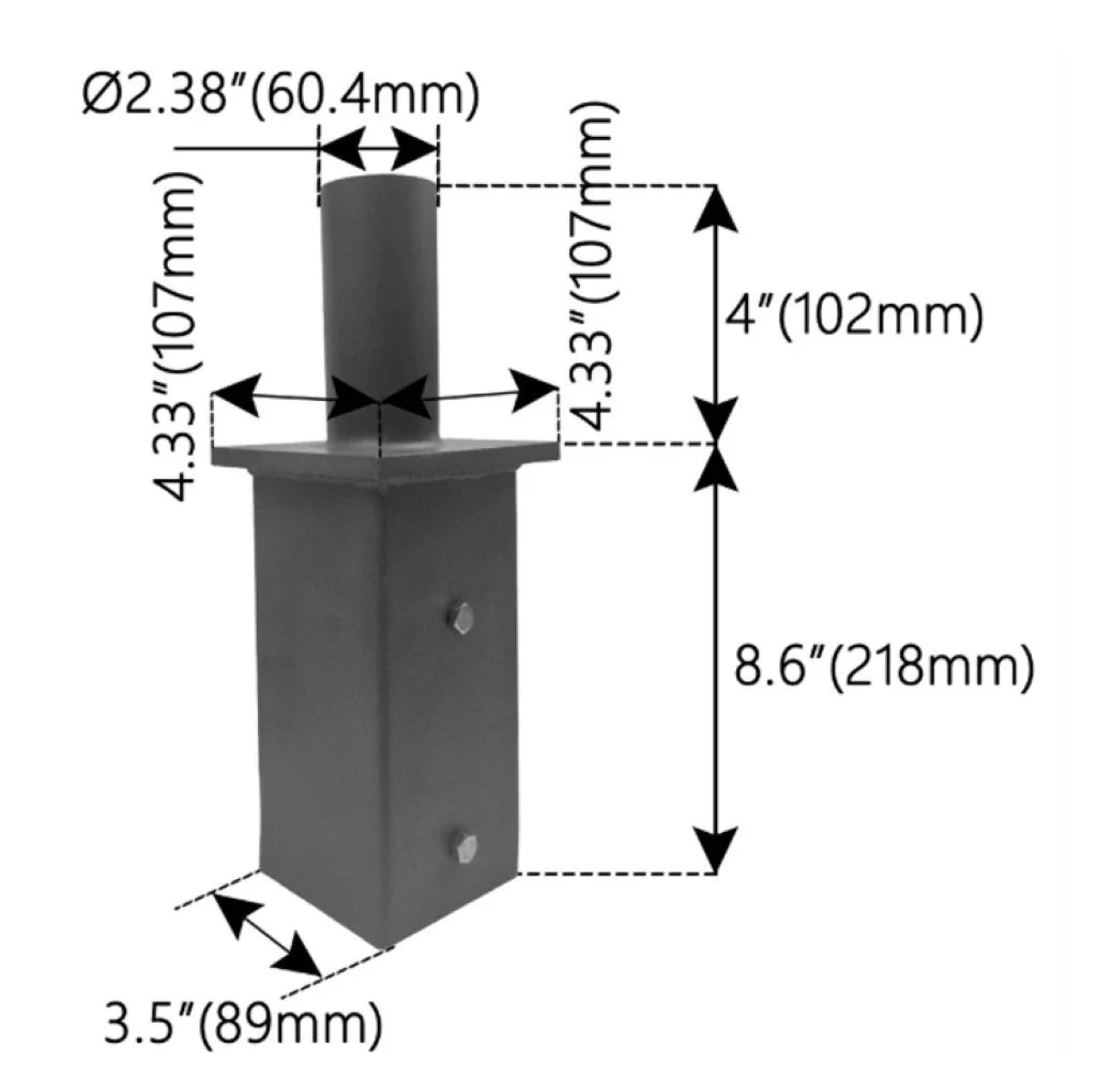 4" Square Pole Mount Bracket, 2-3/8" O.D. Vertical Tenon, Dark Bronze, Max EPA 0.3 - view 2