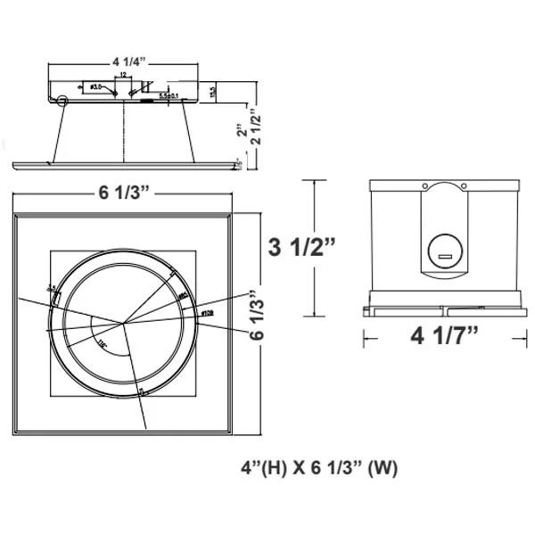 4" Square Trim LED Fixture, 15W, 5000K, Haze Finish & White Ring - view 2