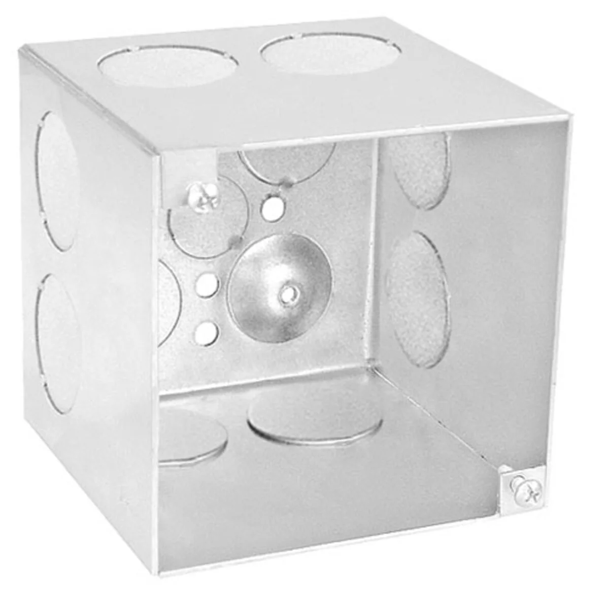 4" Square Box, 4" Deep - Welded, with Conduit Knockouts