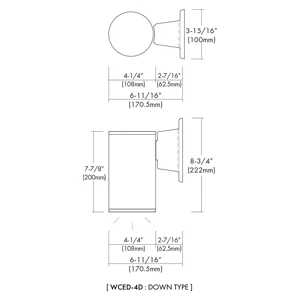 3" Wall Mount Cylinder Down Light, 13W, 80/90 CRI, 0-10V Dimming - view 2