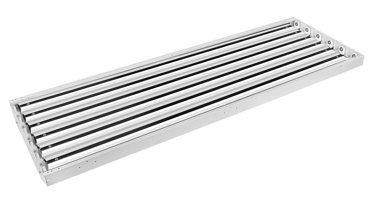 4ft 6 Lamp Highbay Fixture Pre-Wired for Single Ended DirectDrive (Type B) T8 LED tubes. With V-Hook and chain. Lamps no