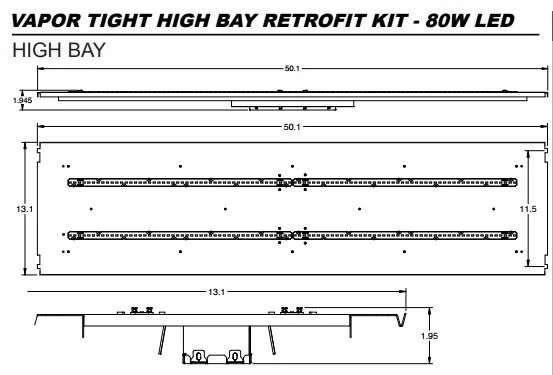 4Ft. LED Standard Vapor Tight High Bay Retrofit Kit, 80W-160W - view 2