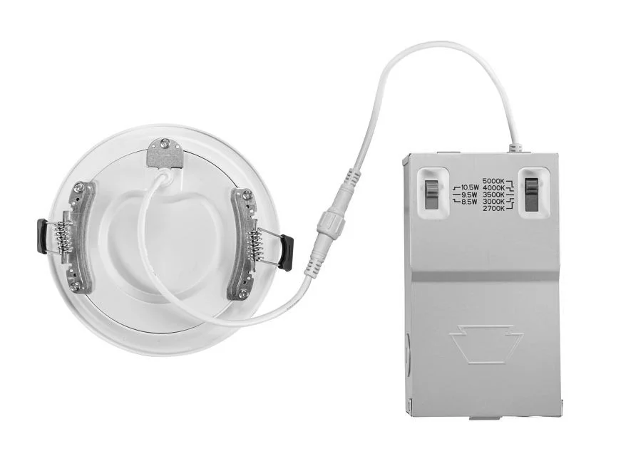 4in Circular LED Recessed Wafer Downlight feat. Power and Color Select, 10.5 / 9.5 / 8.5W, 2700 / 30...