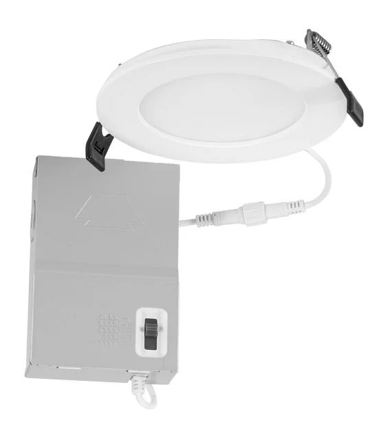 4in Circular LED Slim Wafer Downlight feat. Color Select, 9W, 2700 / 3000 / 3500 / 4000 / 5000K, 90CRI, 120V Input, Phas