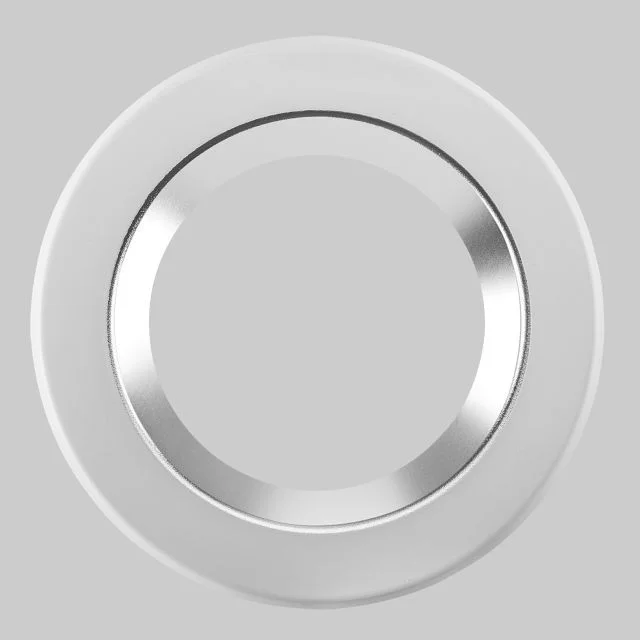 4in Hazy Chrome Reflector with White Flange Trim for Commercial Downlights