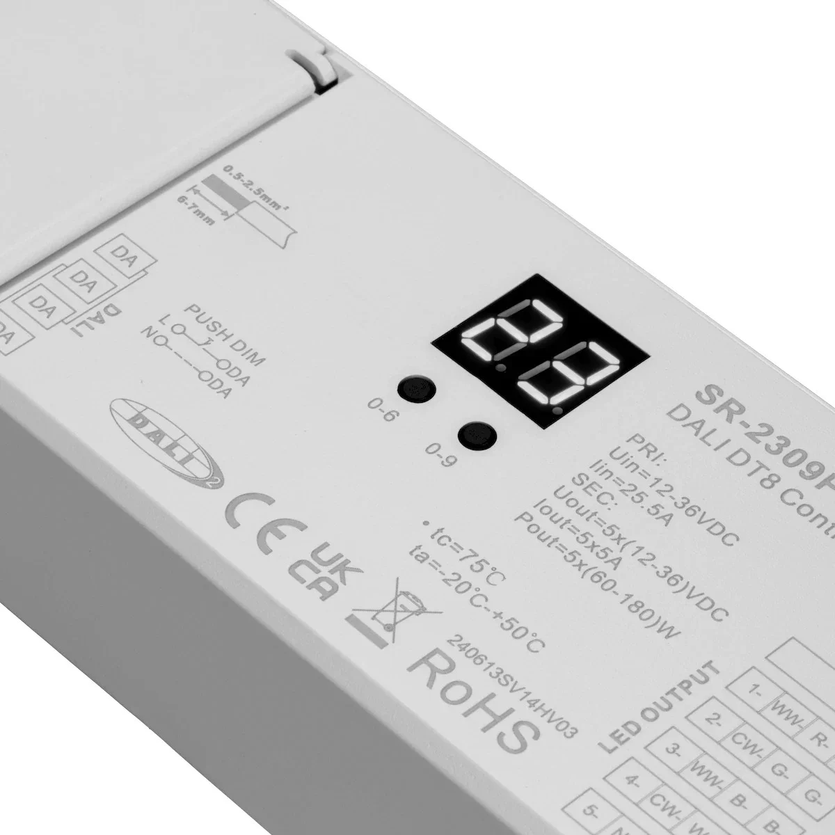 5-Channel LED DALI Decoder, DALI-2 Certified DT8, 12-36VDC CV LED Decoder - view 2