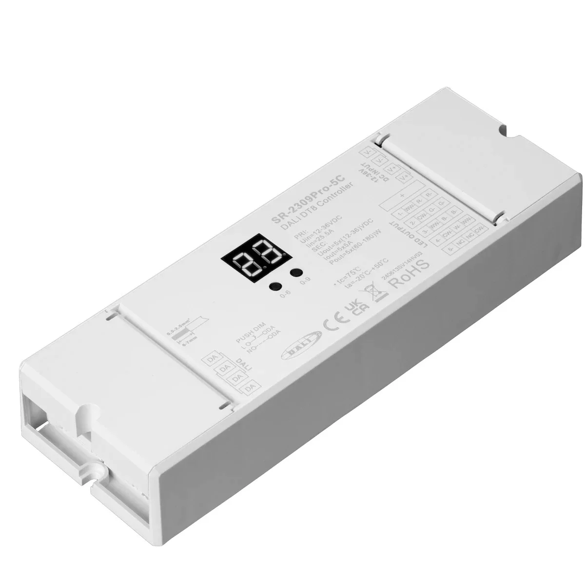 5-Channel LED DALI Decoder, DALI-2 Certified DT8, 12-36VDC CV LED Decoder - view 4
