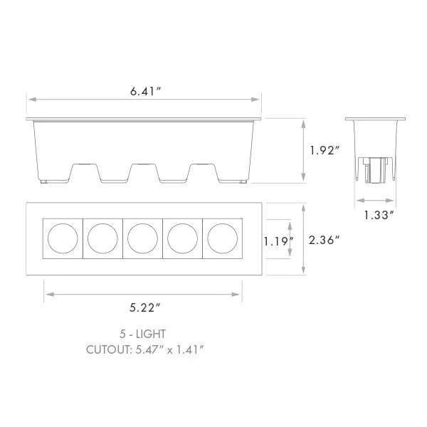 5-Light LED Spotlight Canless Architectural Multilight, 11W, CCT Selectable, Dimmable - view 2