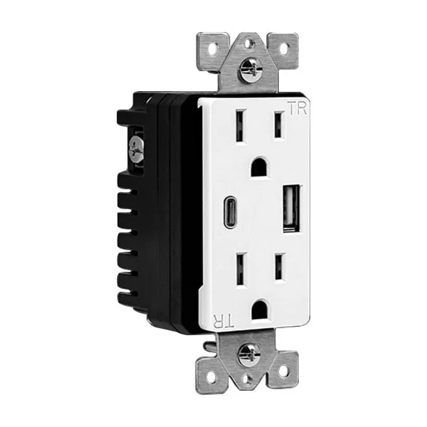 5.8A Dual USB Type-C/Type-A Charger - Tamper Resistant Duplex Receptacle - view 2