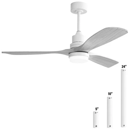 52-Inch Ceiling Fan, 3 Reversible Blades, 3 Color Temperature Settings, DC Motor, Downrod Mount, Matte White