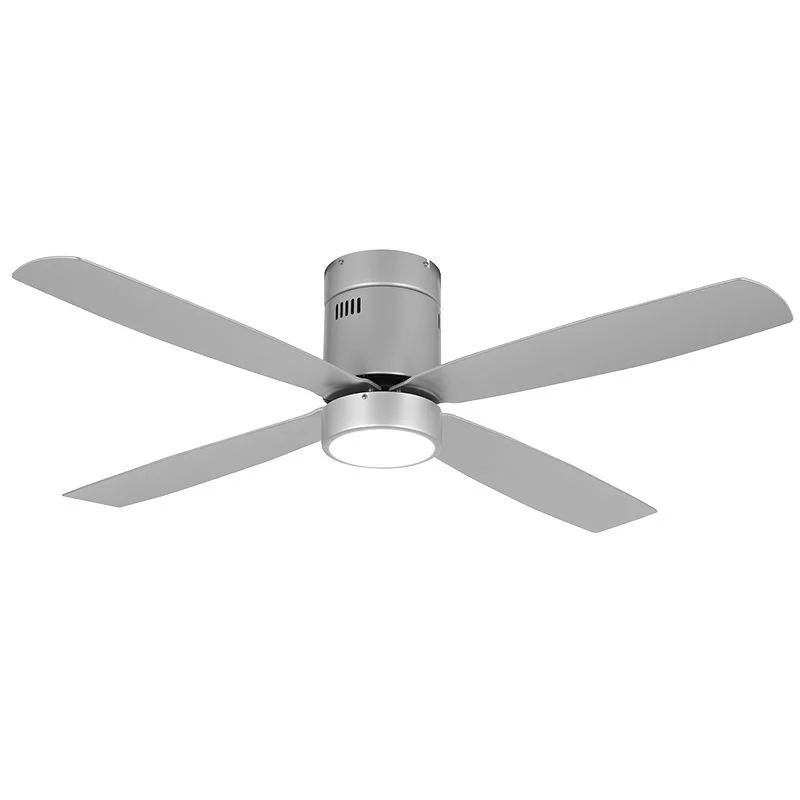 52in 4-BLADE Ceiling Fan And Light 30K 19W Integ. LED Wall Switch Bn And Silv Blades