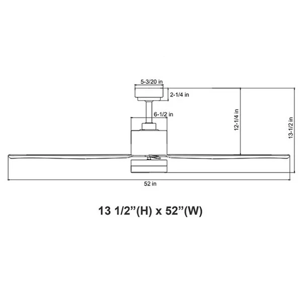 52in 4-BLADE Damp Loc. Ceiling Fan And Light 30K 19W Integ. LED Wall Switch Black And Black Blades - view 2
