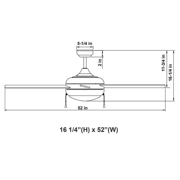 52in 5-BLADE Ceiling Fan And Light 3CCT 19W Integ. LED Pull Ch. Bn And ROSEWOOD/BK Blades - view 2