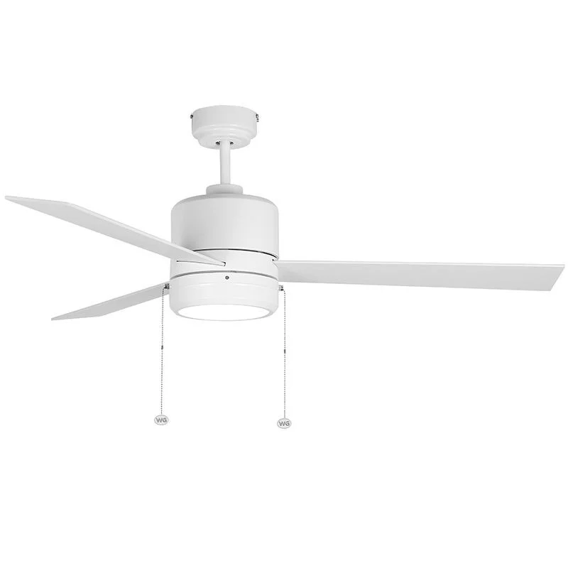 52in 5-BLADE Ceiling Fan And Light 3CCT 19W Integ. LED Pull Ch. White And White Blades