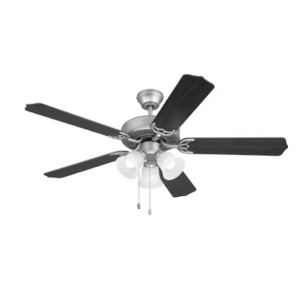 52in 5-BLADE Ceiling Fan And Light 3X7W A15 Pull Ch. Bn And ROSEWOOD/SILV Oak Blades