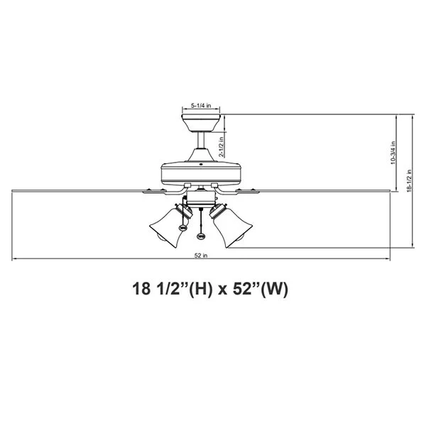 52in 5-BLADE Ceiling Fan And Light 3X7W A15 Pull Ch. White And White Blades - view 2