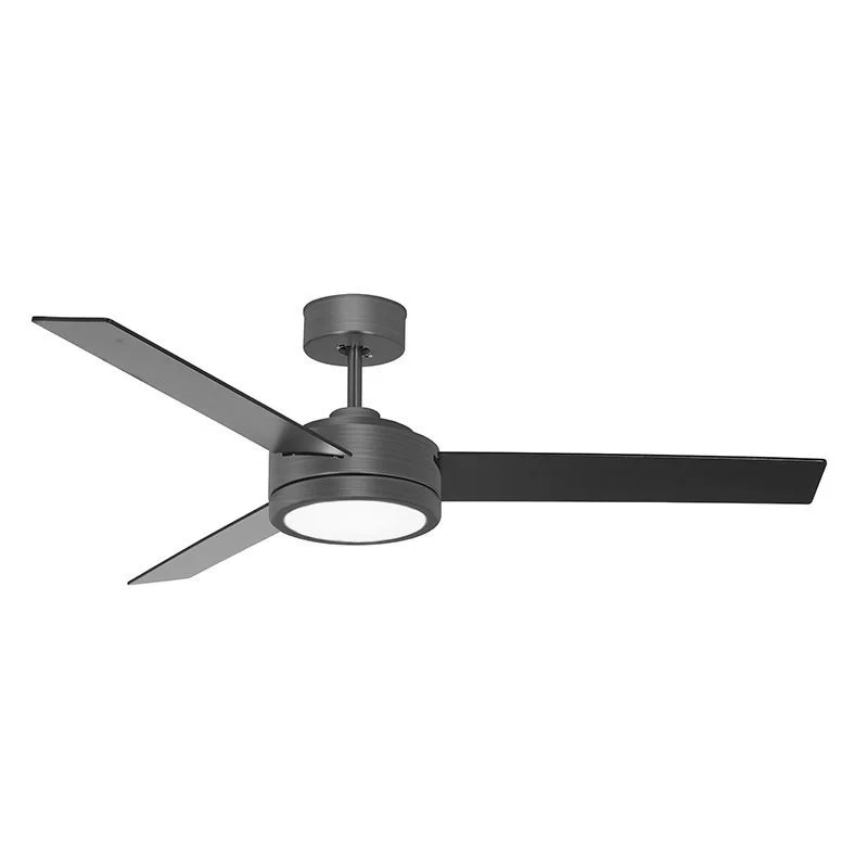 52in DC 3-BLADE Ceiling Fan And Light 5CCT 18W Remote Antique BRASS/ Rev. BLK/GY