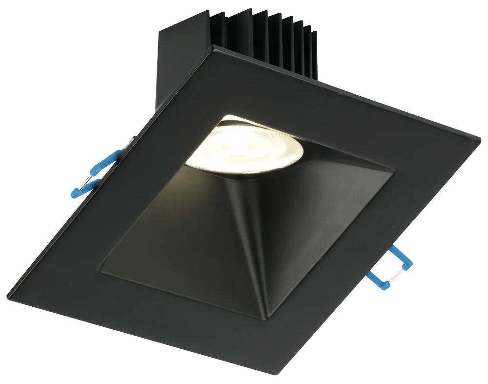 5" Square 30° Sloped Regressed LED, 15W, Dim to Warm, 3000K-1800K, Black Trim