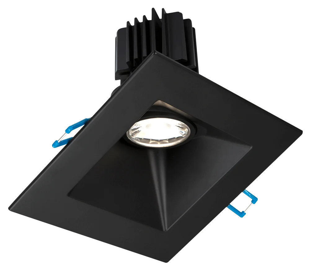 5" Square Sloped Regressed Gimbal LED High Output, 11W, 5CCT, Black Trim