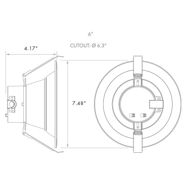 6” High Output LED Canless Commercial Downlight, CCT & Wattage Selectable, Universal Voltage/Dual Dimming - view 2