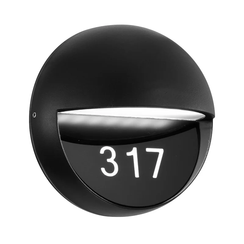 6-Inch 9 W LED Outdoor Hotel Room Number Lighting Sconce, Frosted Glass Shade