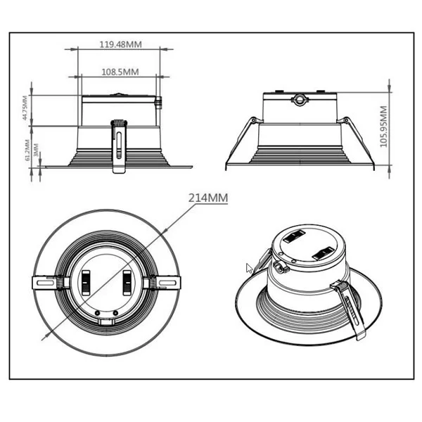 6-Inch Commercial LED Downlight-Baffle Trim, CCT & Power Tunable - view 2