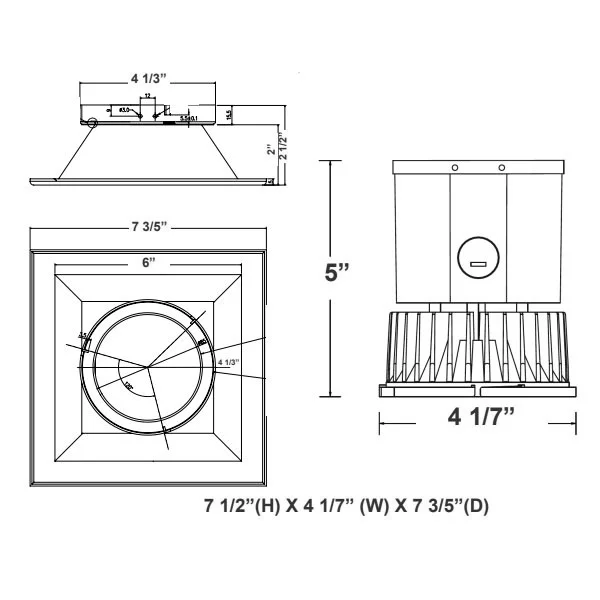 6-Inch Commercial Square and Open Recessed LED Light- CCT Adjustable - view 2