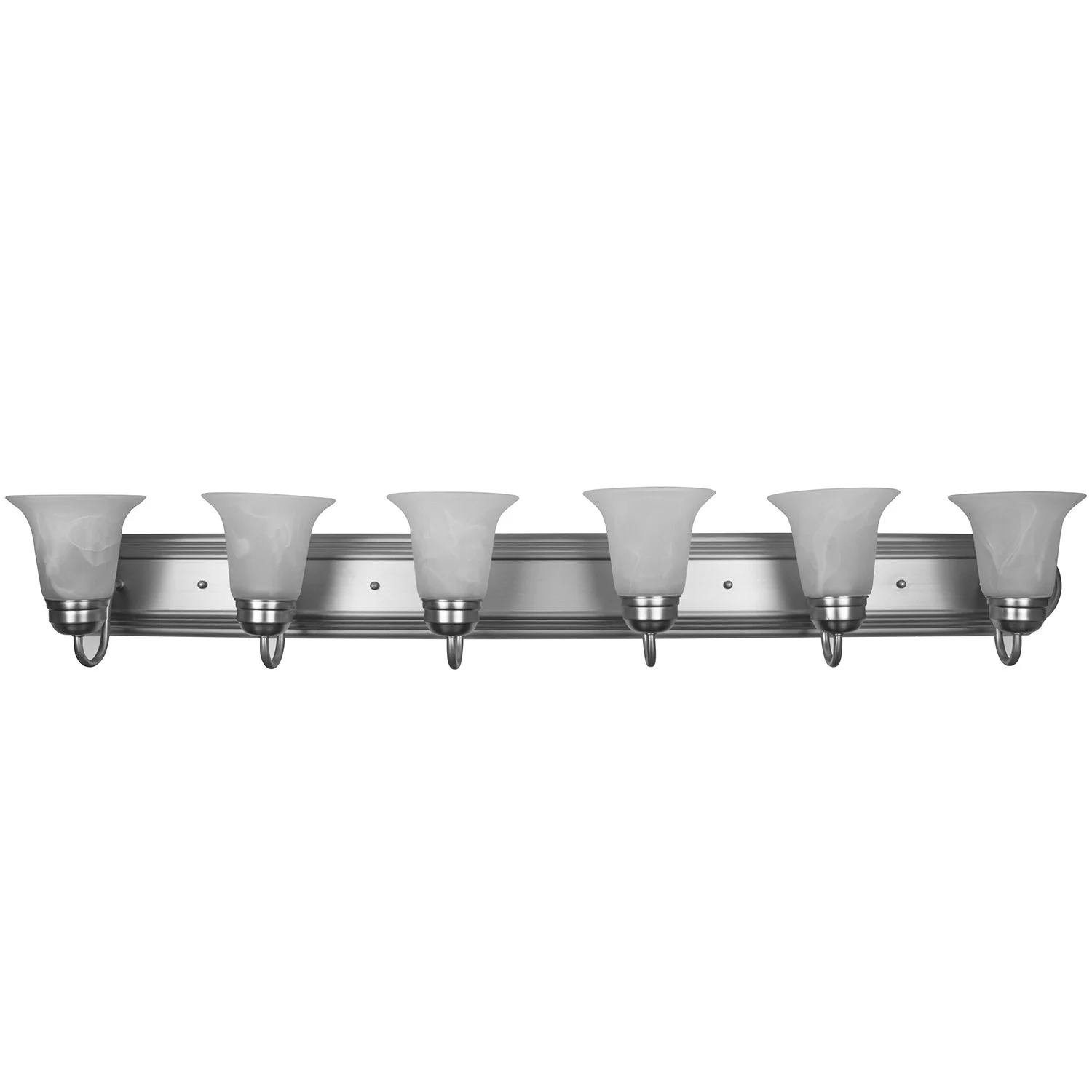 6 Lite 48" Sconce Fixture, Brushed Nickel, Alabaster Lens