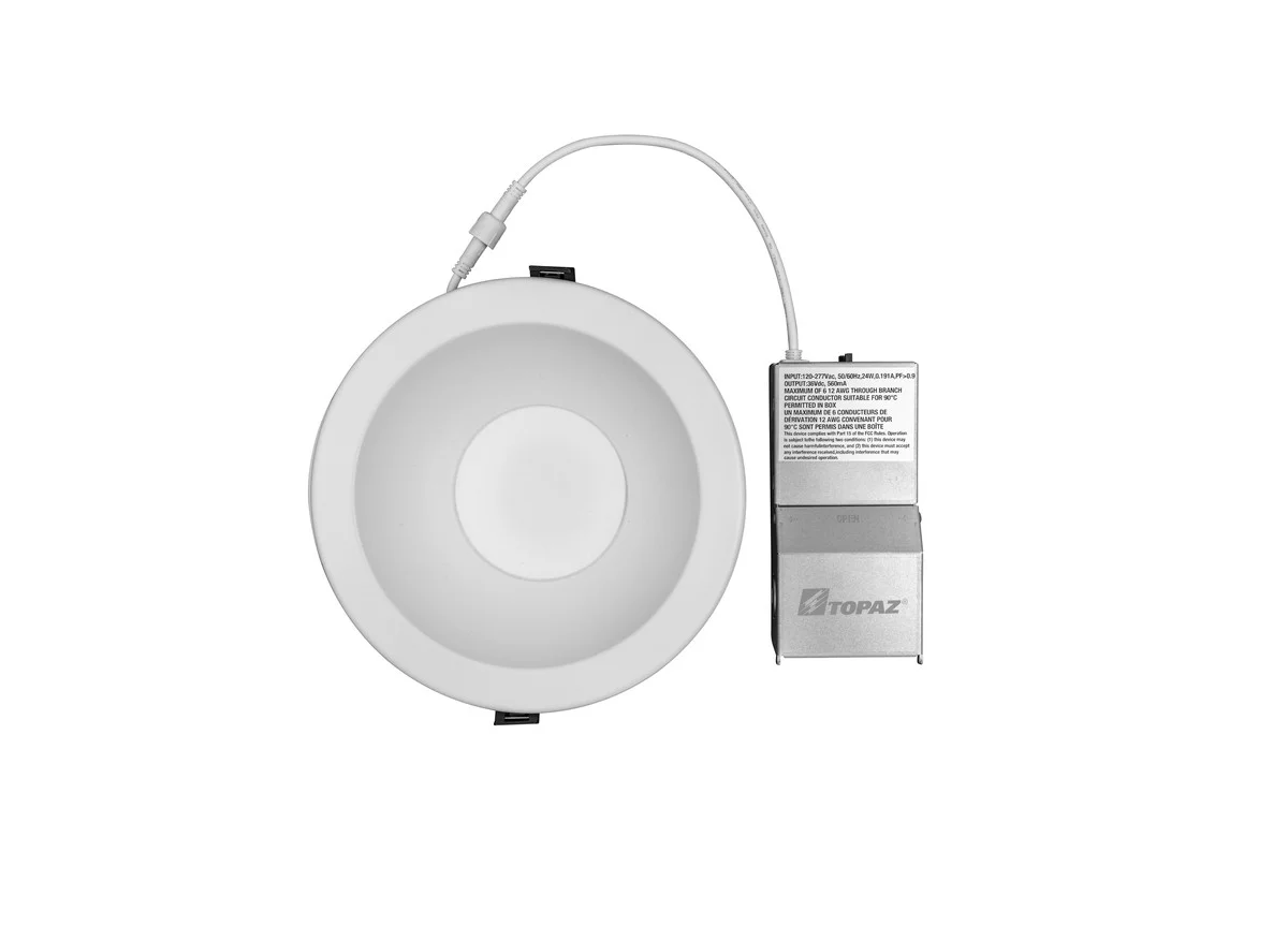 6" LED Commercial Downlight, Remote Driver, 24W Power, CCT Selectable, Round Smooth Trim