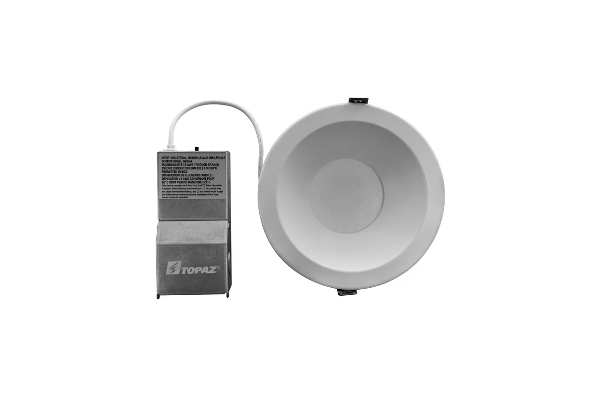 6" LED Commercial Downlight, Remote Driver, 24W Power, CCT Selectable, Round Smooth Trim - view 3