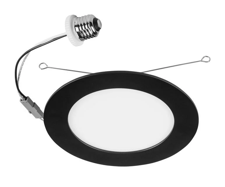 6" LED Slim Wafer Downlight Retrofit | Black Trim | Power Select 15 / 13 / 11W | Color Select 2700 / 3000 / 3500 / 4000