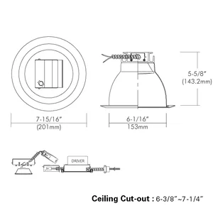 6" Architectural LED Recessed Downlight Retrokit, 44W, 80/90 CRI, Haze Clear Reflector - view 2