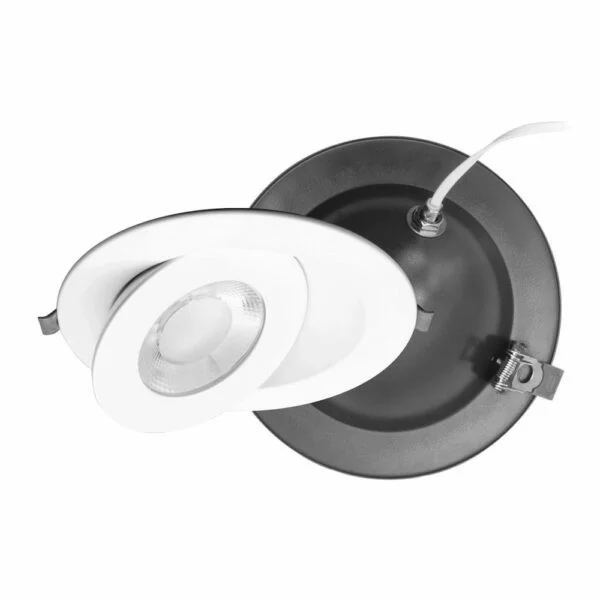 6" Round Fire Rated Floating Gimbal Recessed LED, 15W, 5CCT, White Trim