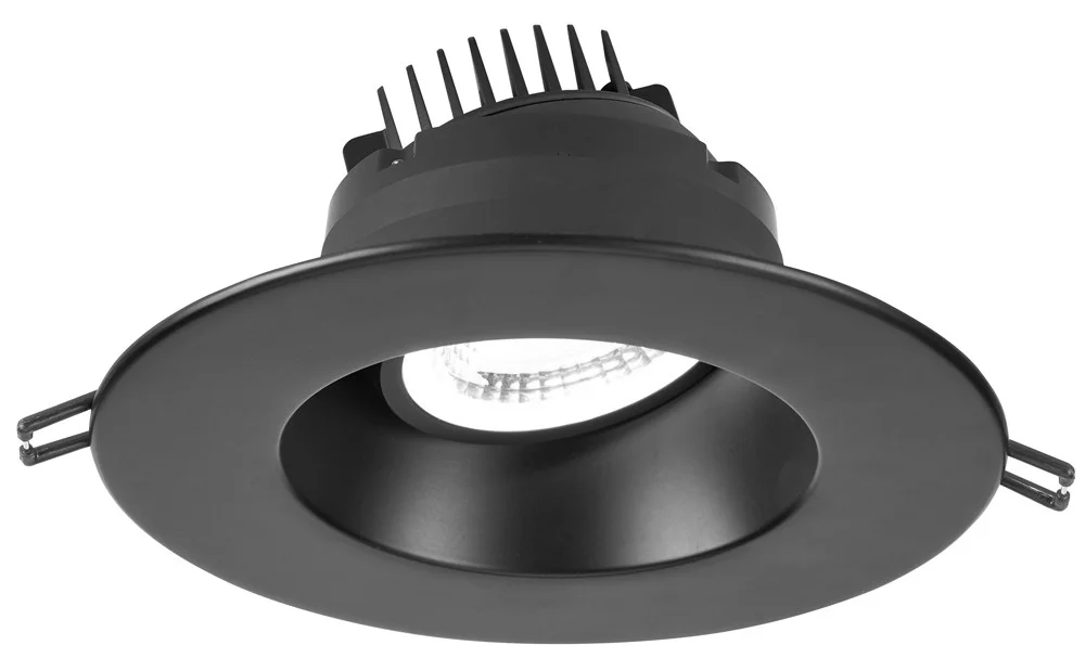 6" Round Regressed Gimbal LED High Output, Black, 3000K to 1800K Dim to Warm