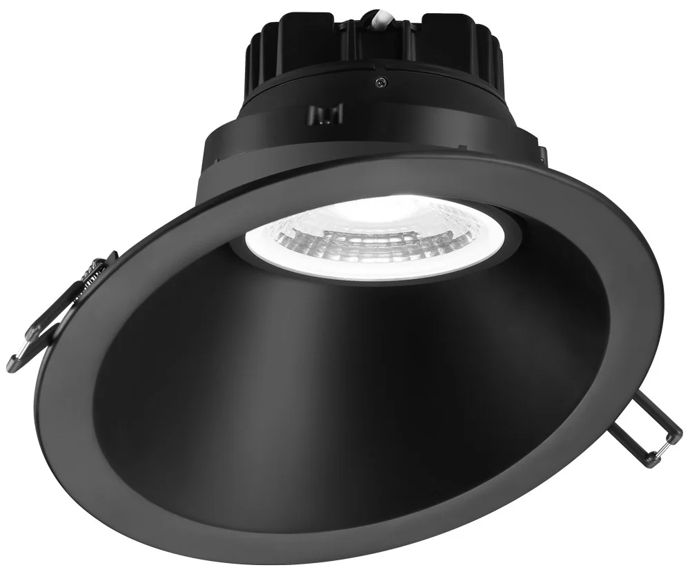 6" Sloped Round Regressed Gimbal LED 15W, 3000K to 1800K Dim to Warm, Black