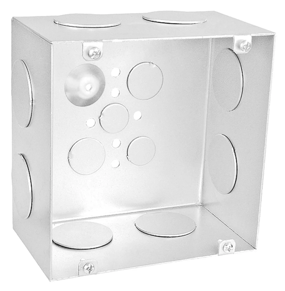 6" Square Box, 3-1/2" Deep - Welded with Conduit Knockouts