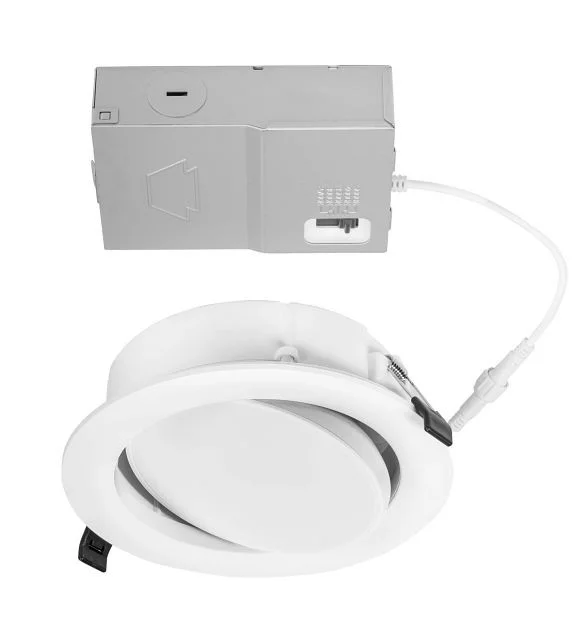 6in Gimbal Wafer Downlight feat. Color Select, 12W, 2700 / 3000 / 3500 / 4000 / 5000K, 90 CRI, 120V Input, Phase Dimming