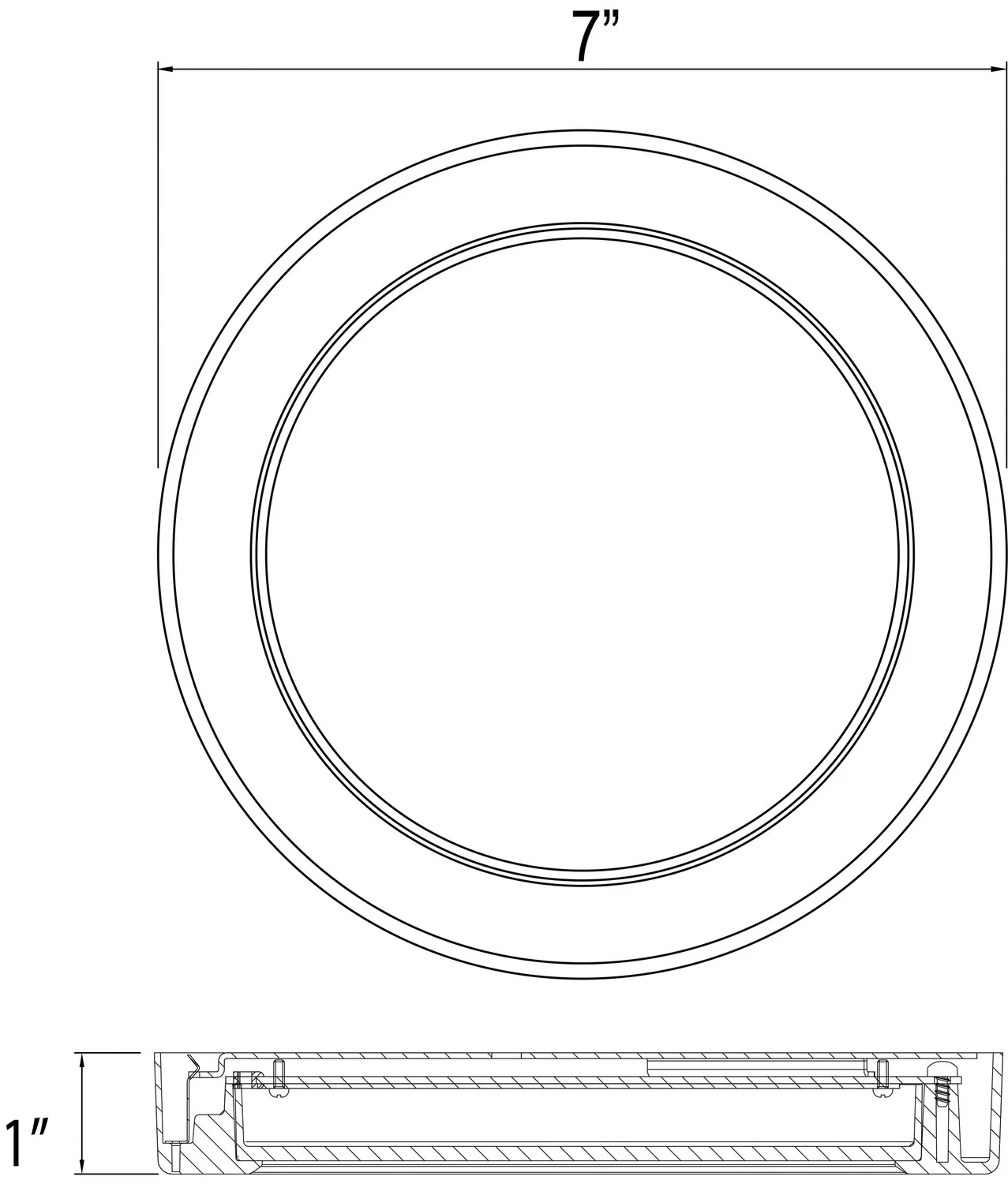 7" LED Slim Round Disk, Black, 90 CRI, 3000K, Recessed Housing Retrofit - view 2