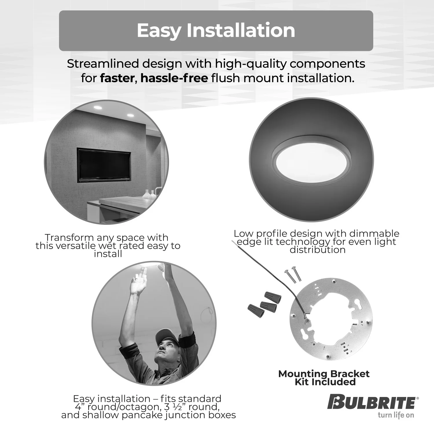 7" Round 10.3-W 5 Color Selectable LED Flush Mount Light, 1150 Lumens, White Finish - view 6
