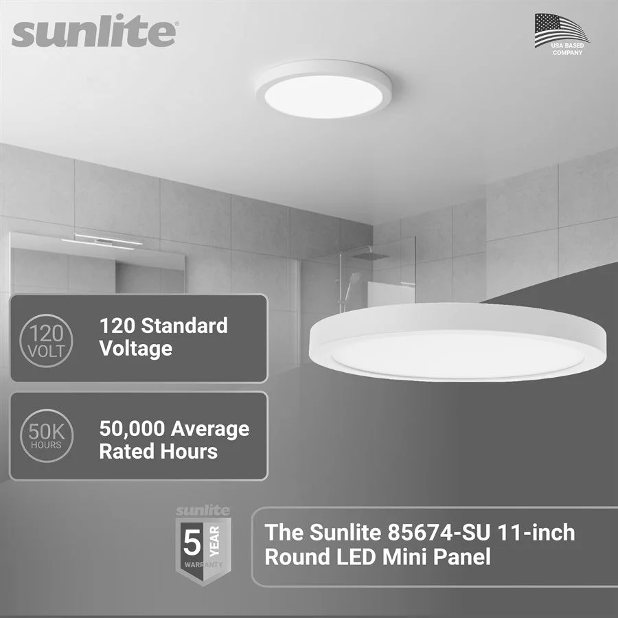 11" Round Mini Panel Motion Sensor Light Fixture, 21W, 2100 lumens, 120V, 2700K/3000K/3500K/4000K/50...