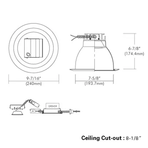 8” Architectural LED Recessed Downlight Retrokit, 14W - view 2