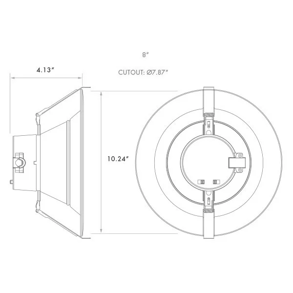 8” High Output LED Canless Commercial Downlight, CCT & Wattage Selectable, Universal Voltage, Dual Dimming - view 2