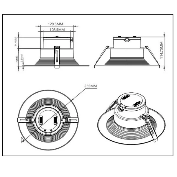 8-Inch Commercial LED Downlight-Baffle Trim, CCT & Power Tunable - view 2