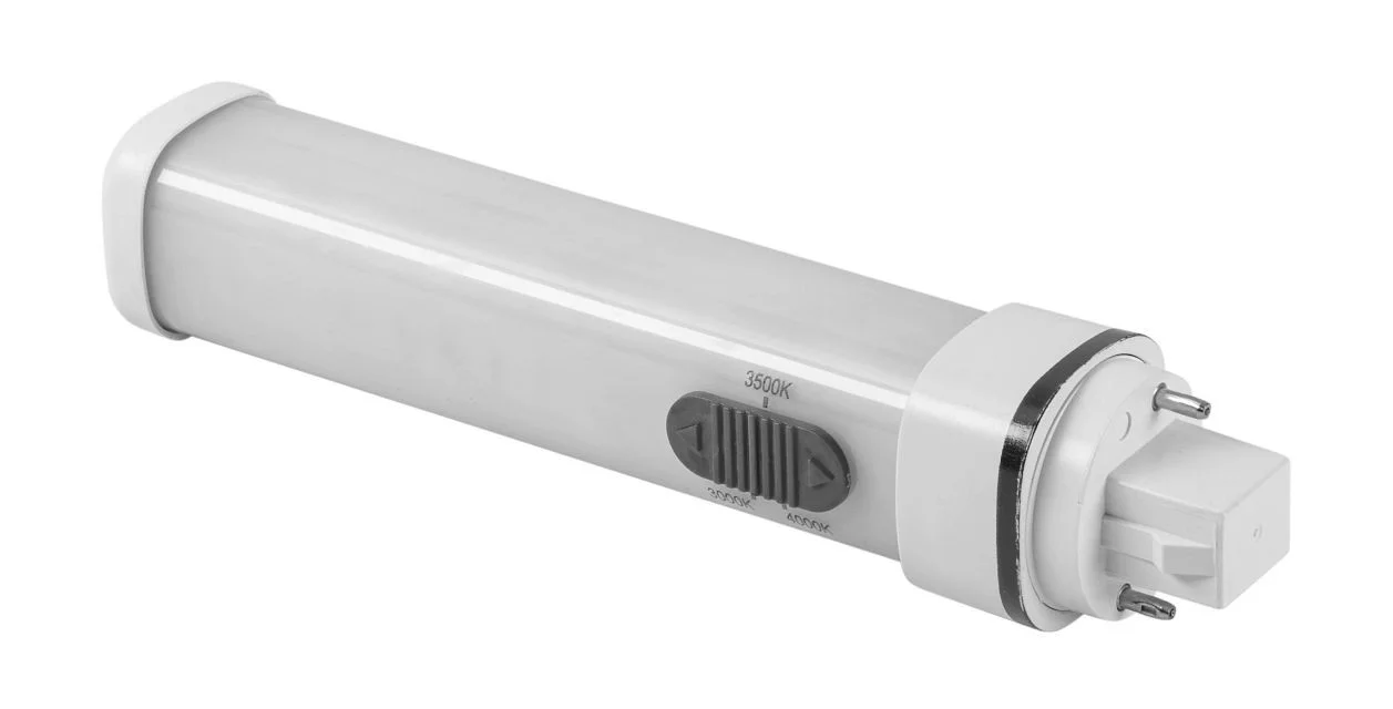 8.5W 2-pin Compact LED Lamp, Horizontal Orientation, 120-277V Input, G24d Base, 2700 / 4000 / 5000K Color Select
