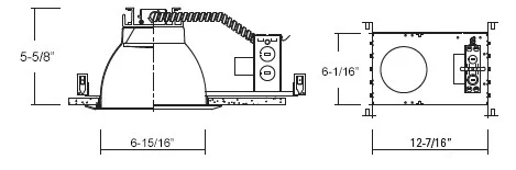 8122H Series, 45 W LED Frame-In Housing with Emergency Battery Pack - view 2